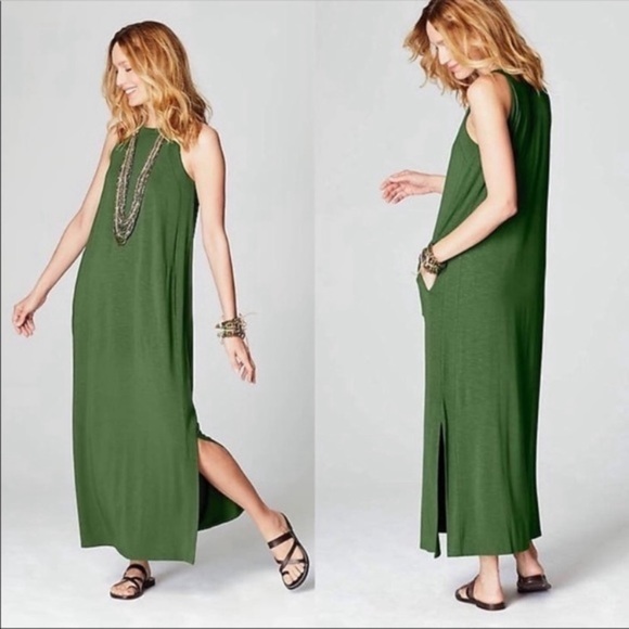 J. Jill Dresses J Jill Halter Maxi Dress In Green Large Petite